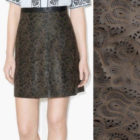 & OTHER STORIES Cut-Out Leather Skirt Paisley Patt